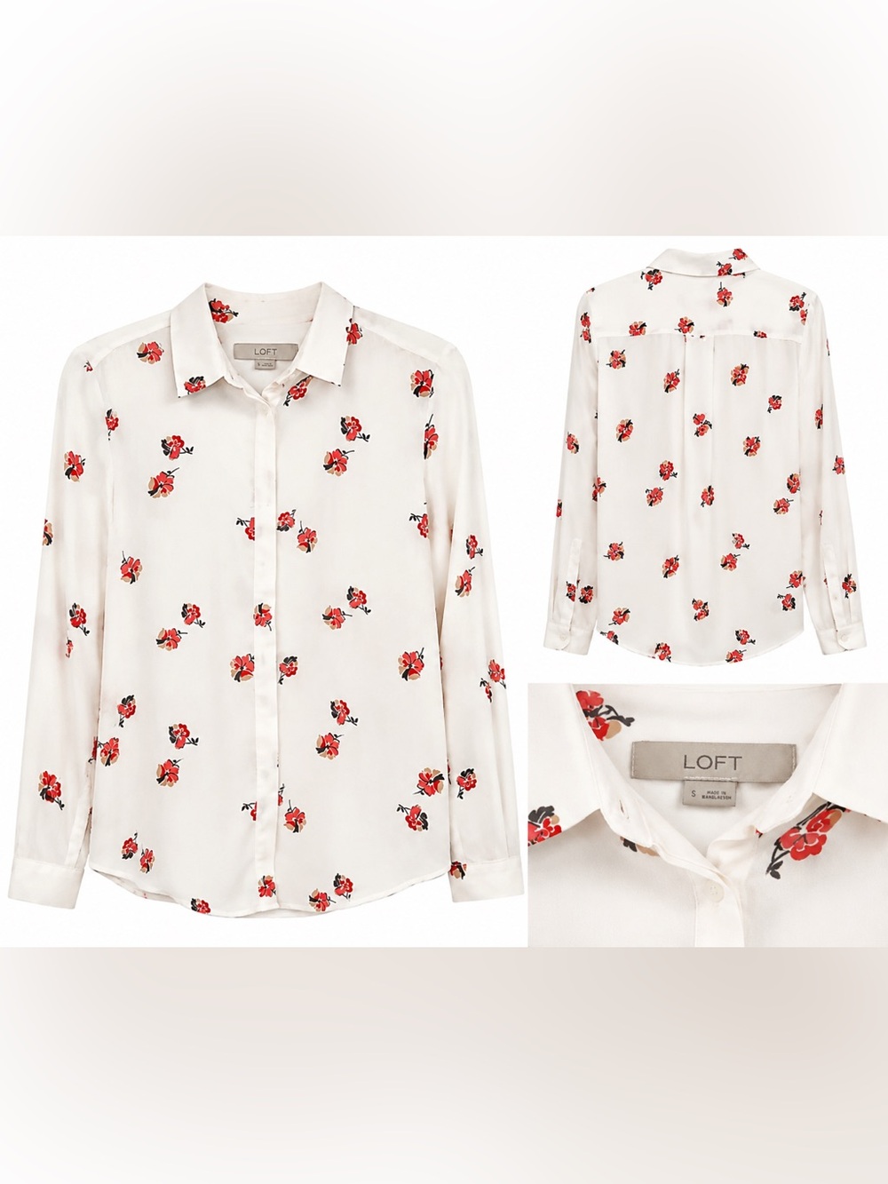 LOFT Floral Button-Up Blouse Size Small